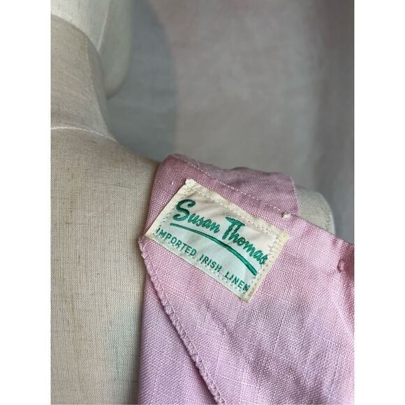 Vintage 1960s Linen Skirt Set Baby Pink Embroidered Susan Thomas Size Small/MD main image 6